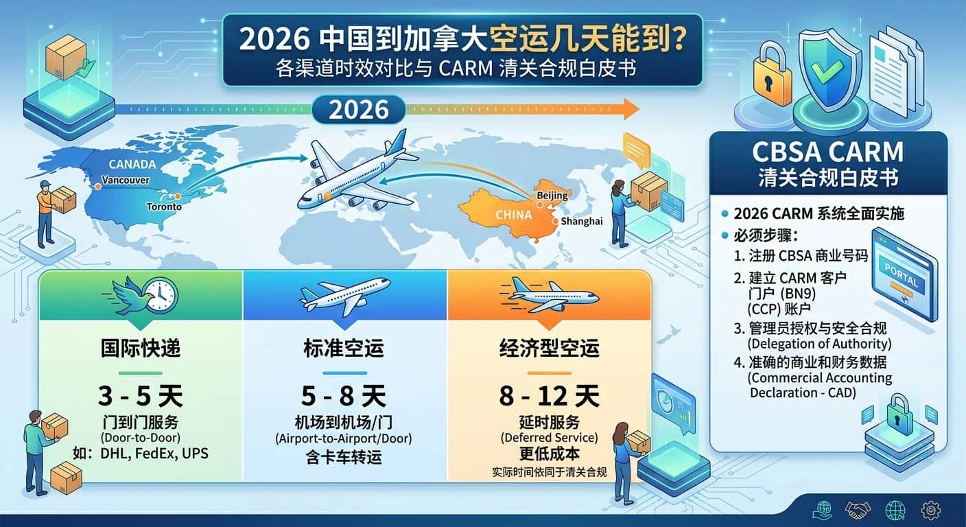 2026 中国到加拿大空运航线对比图