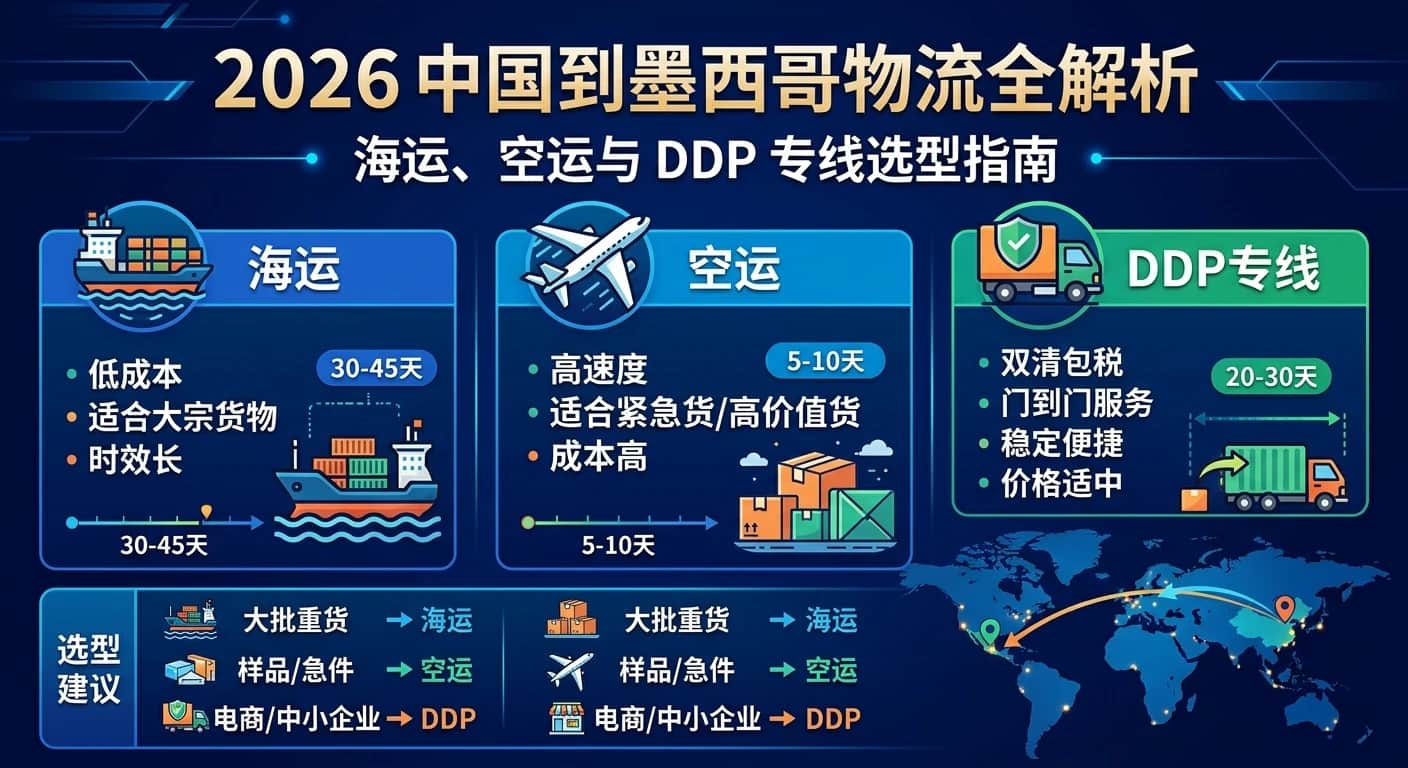 2026 中国到墨西哥物流全解析：海运、空运与 DDP 专线选型指南
